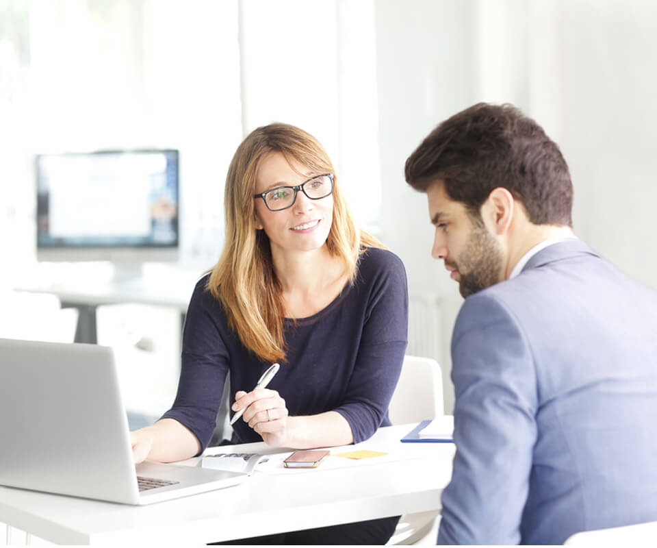 Two people conducting an interview